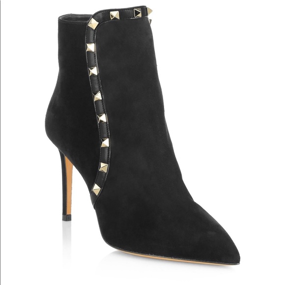 Valentino Shoes - NWT! Black Suede Valentino Rockstud Booties